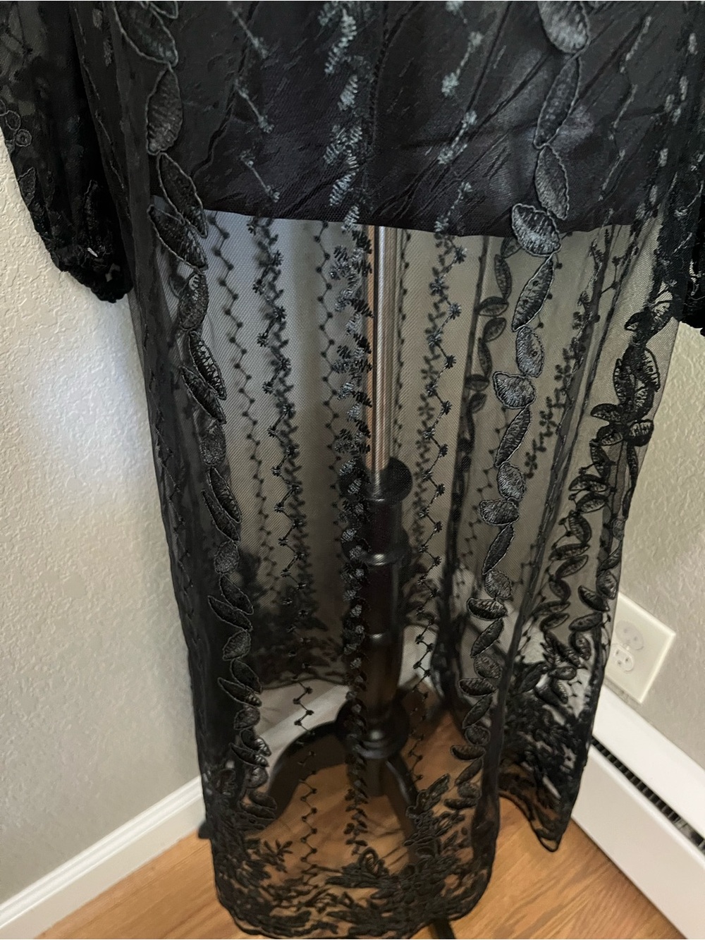 Zara Embroidered Semi-Sheer Tulle Dress Gothic Black Sz Xs NWT - Picture 14 of 14